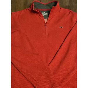 Vineyard Vines Saltwater Quarter Zip Pullover in Orange Size Large